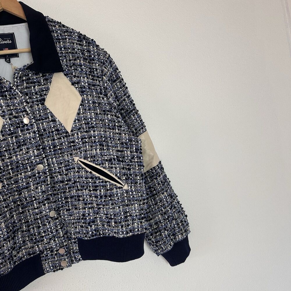 NEW United Rivers Hudson River Tweed Bomber Jacket in Navy Medium M Rockabilly - Picture 3 of 12